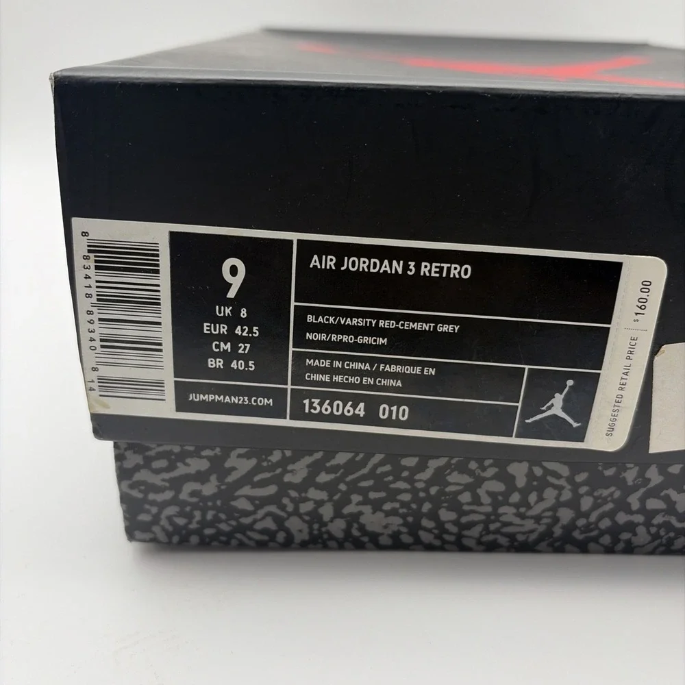 Size 9 - Jordan 3 Retro release 2011 (136064-010)